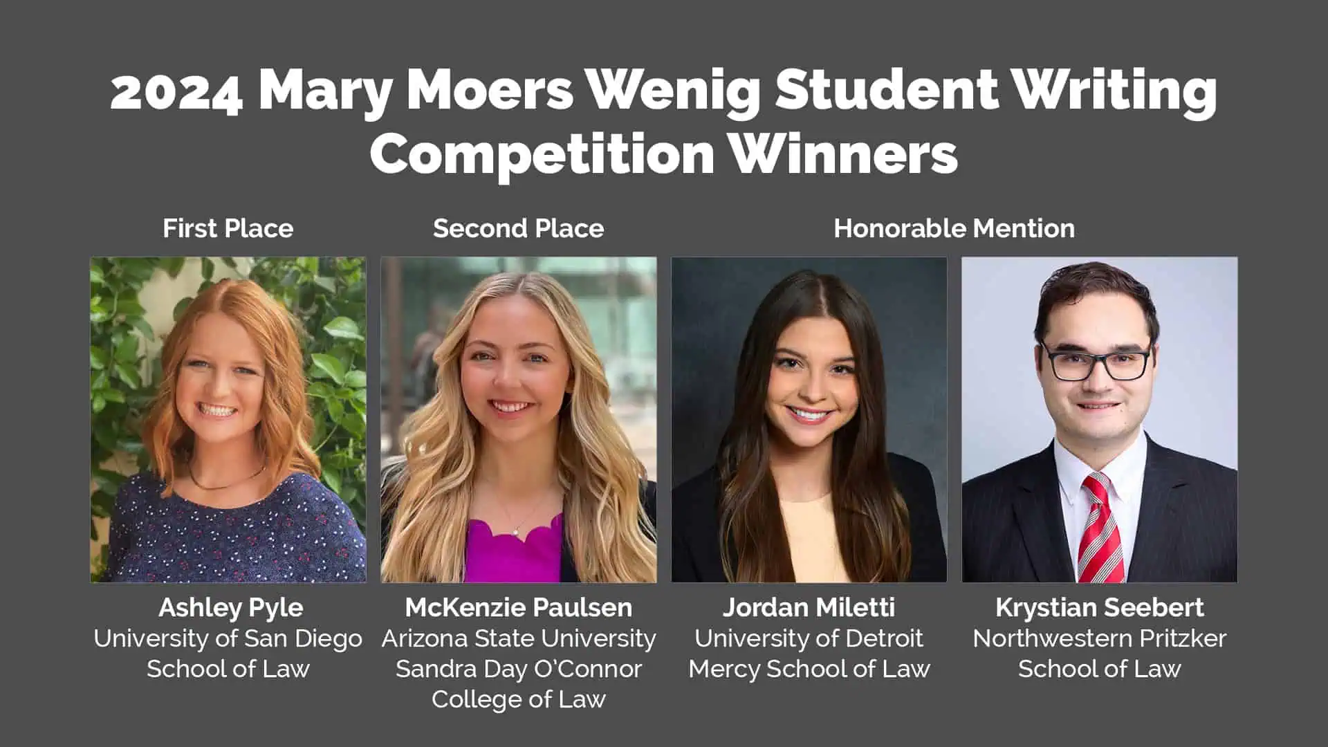 Winners of the 2024 Mary Moers Wenig Student Writing Competition